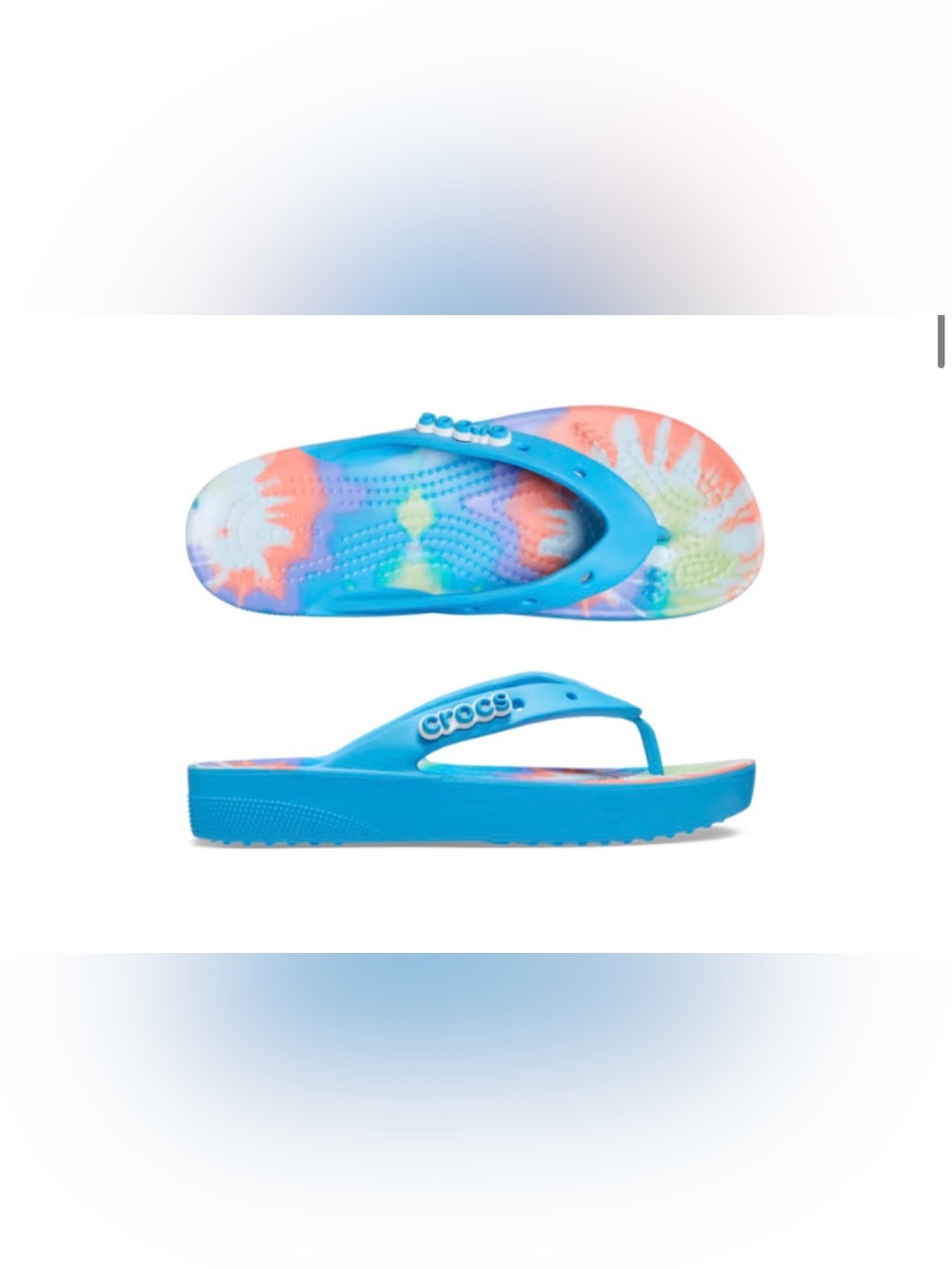 Crocs Classic Platform Flip Flop Tie Dye Oxygen Multi, Sz 9